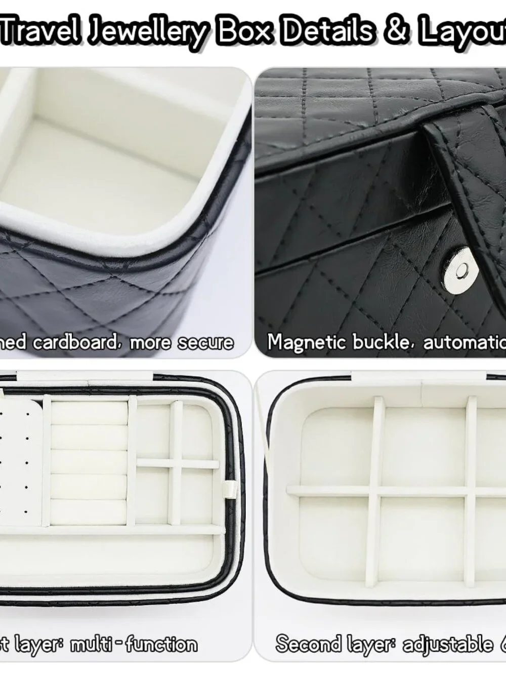 Luxurious Two-Layer Faux Leather Jewelry Travel Organizer